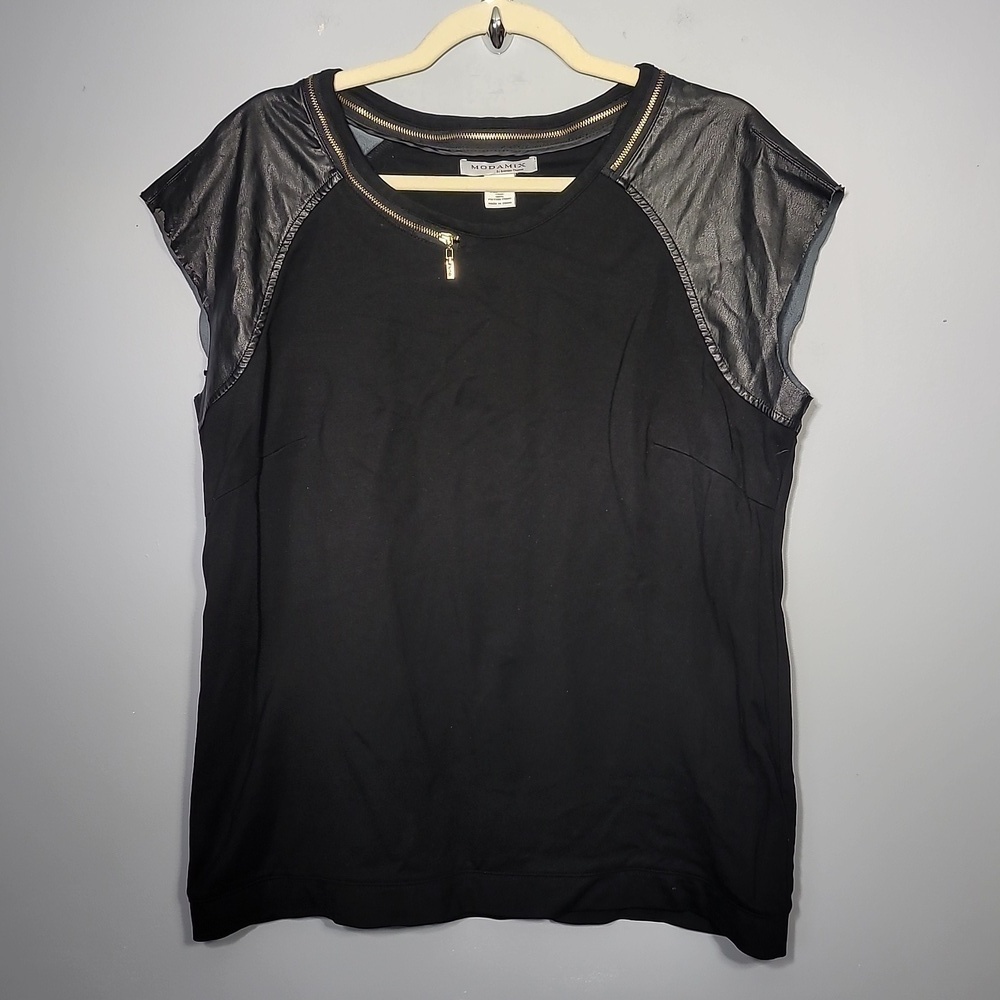Moda Mix By Brandon Thomas Faux Vegan Leather Shirt